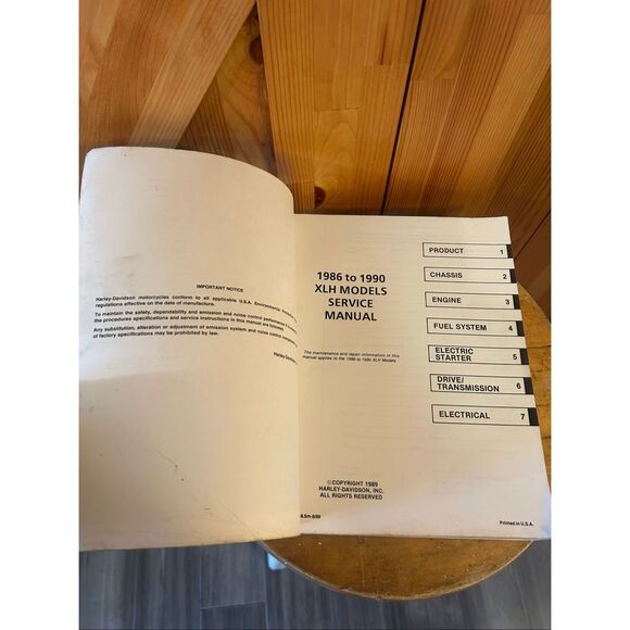 1986-1990HARLEY DAVIDSON XLH MODELS ORIGINAL FACTORY SERVICE MANUAL (5429) - Picture 7 of 8